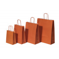 Papiertragetaschen Orange 18+8x22cm Kraft 90 Gramm (50 Stück) [PAM1822OR]