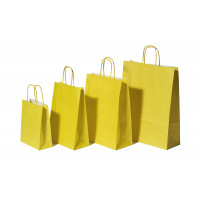 Papiertragetaschen Gelb 18+8x22cm Kraft 90 Gramm (50 Stück) [PAM1822Y]