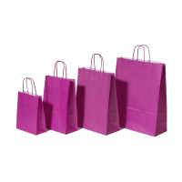 Papiertragetaschen Rosa 18+8x22cm Kraft 90 Gramm (50 Stück) [PAM1822P]