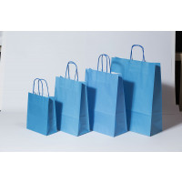 Papiertragetaschen Blau 18+8x22cm Kraft 90 Gramm (50 Stück) [PAM1822BL]
