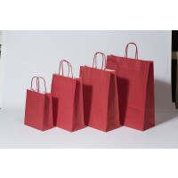 Papiertragetaschen Rot 18+8x22cm Kraft 90 Gramm (50 Stück) [PAM1822R]