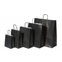 Papiertragetaschen Schwarz 18+8x22cm Kraft 90 Gramm (50 Stück) [PAM1822BK]