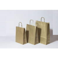 Papiertragetaschen Gold 18+8x22cm Kraft 90 Gramm (50 Stück) [PAM1822GO]