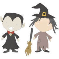 Sizzix Thinlits Die Stanzschablone, Größe 0,64x0,64 - 4,45x8,25 cm, 2 Halloween-Figuren, 1Stck [HOB-12035]