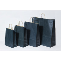 Papiertragetaschen Dunkelblau 22+10x31cm Kraft 90 Gramm (50 Stück) [PAM2231DKBL]