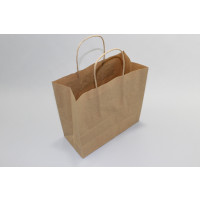 Papiertragetaschen Braun 14x8x21cm Kraft 90 Gramm mit gedrehte Griffe (50 Stück) [PAMB1421]