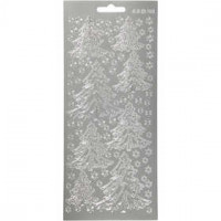 Sticker, Blatt 10x23 cm, Silber, Weihnachtsbaum, 1Bl. [HOB-170033]