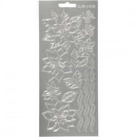 Sticker, Blatt 10x23 cm, Silber, Weihnachtssterne, 1Bl. [HOB-170085]
