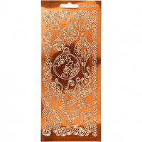 Sticker, Blatt 10x23 cm, Gold, transparent kobber, Ornamente, 1Bl. [HOB-170089]
