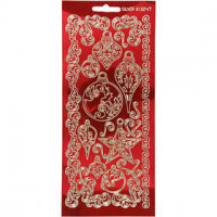 Sticker, Blatt 10x23 cm, Gold, Transparent Rot, Ornamente, 1Bl. [HOB-170090]
