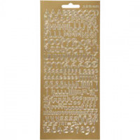 Sticker, Blatt 10x23 cm, Gold, Buchstaben, 1Bl. [HOB-170226]