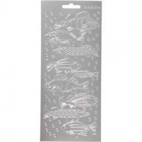 Sticker, Blatt 10x23 cm, Silber, Fische, 1Bl. [HOB-170231]