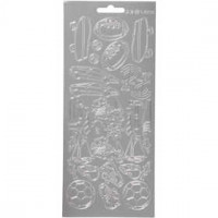 Sticker, Blatt 10x23 cm, Silber, Sport, 1Bl. [HOB-170233]