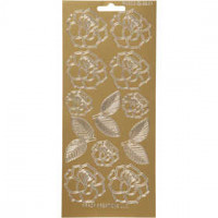 Sticker, Blatt 10x23 cm, Gold, Rosen, 1Bl. [HOB-170244]