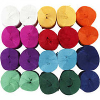 Krepppapier - Sortiment, B 5 cm, L 20 m, Sortierte Farben, Rollen, 20Rollen [HOB-208921]
