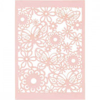 Lace Patterned cardboard, sheet 10.5x15 cm, 200 g, 10 pcs, light red [HOB-216919]