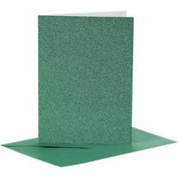 Karten und Kuverts, Kartengröße 10,5x15 cm, Umschlaggröße 11,5x16,5 cm, Grün, Glitter, 4Sets [HOB-23026]