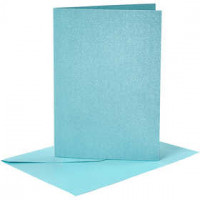 Briefkarte und Briefumschlag, Kartengröße 10,5x15 cm, Umschlaggröße 11,5x16,5 cm, Blau, Perlmutt, 4Sets [HOB-23034]