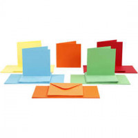 Karten und Kuverts, Kartengröße 15x15 cm, Umschlaggröße 16x16 cm, sortierte Farben, 50Sets [HOB-23108]