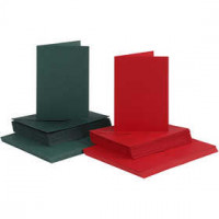Karten und Kuverts, Kartengröße 10,5x15 cm, Umschlaggröße 11,5x16,5 cm, Grün, Rot, 50Sets [HOB-23112]