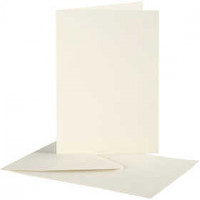 Karten und Umschläge , Kartengröße 10,5x15 cm, Umschlaggröße 11,5x16,5 cm, Off-white, 10Sets [HOB-23708]