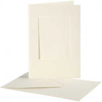 Passepartout-Karten , Kartengröße 10,5x15 cm, Lochgröße 6,5x8,8 cm, Off-white, Rechteckig, 10Sets [HOB-23720]
