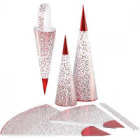 Spitztüten, H 18+28 cm,  120 g, Weiß, Rot, 3Stck. [HOB-24364]