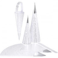 Spitztüten, H 18+28 cm,  120 g, Weiß, Silber, 3Stck. [HOB-24365]