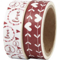 Washi Tape, B 15 mm, , Liebe und Herzen, 2x5m [HOB-24765]