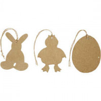 Osterdeko zum Aufhängen, Häschen, Küken, Ei, H 10 cm, 6Stck. [HOB-267343]