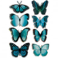 3D-Sticker, Größe 20-35 mm, Blau, Schmetterling, 8Stck. [HOB-27008]