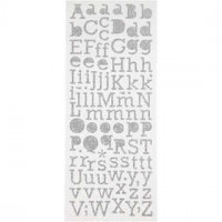 Glitzer-Sticker, Blatt 10x24 cm, Silber, Buchstaben, 2Bl. [HOB-29108]