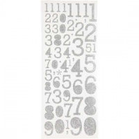 Glitzer-Sticker, Blatt 10x24 cm, Silber, Zahlen, 2Bl. [HOB-29109]