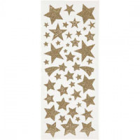 Glitzer-Sticker, Blatt 10x24 cm, ca. 110 Stck, Gold, Sterne, 2Bl. [HOB-29110]