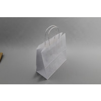 Papiertragetaschen Weiß 26x12x35cm Kraft 90 g/gm mit gedrehte Griffe (50 Stück) [PAMW2635]