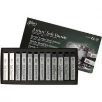 Gallery - Künstlerpastelle, Premium-Set, Stärke: 10 mm, L 6,5 cm, Grau, Grautöne, 12Stck. [HOB-38160]
