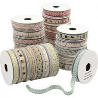 Dekoband, B 3-10 mm, Rot, Hellblau, Hellgrün, Hellrot, 48x1,8m [HOB-41054]