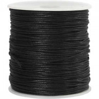 Baumwollkordel, Stärke: 1 mm, Schwarz, 100m [HOB-51514]