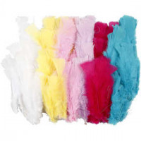 Federn, L 11-17 cm, sortierte Farben, Frühlingsfarben, 144Bündl. [HOB-51849]