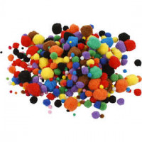 Pompons, D: 5-40 mm, ca. 150 Stck, Sortierte Farben, 42g [HOB-518900]