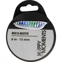 Bedrucktes Satinband, Türkis, B 15 mm, 6m [HOB-525008]