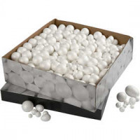 Styropor-Kugeln und -Eier, Größe 1,5-6,1 cm, Weiß, Styropor, 550sort. [HOB-54379]