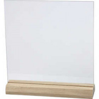 Glasplatte mit Holzständer, Größe 15,5x15,5 cm, Stärke: 28 mm, 10Sets [HOB-55847]