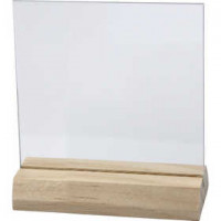 Glasplatte mit Holzständer, Größe 7,5x7,5 cm, Stärke: 28 mm, 10Sets [HOB-55848]