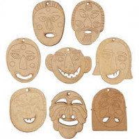Masken, Größe 5,5-7 cm, Stärke: 4 mm, MDF, 24Stck. [HOB-56143]