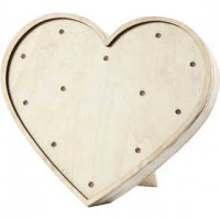 Leuchtherz aus Holz, 2 Stück je Set, H 21 cm, B 23,5 cm, Sperrholz, 1Stck [HOB-561662]