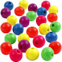 Perlen-Mix in Neonfarben, D: 8 mm, Lochgröße 2,5 mm, Neonmix, China berry, 50g, ca. 300 Stck [HOB-566930]