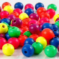 Holzperlen-Mix in Neonfarben, D: 8 mm, Lochgröße 2,5 mm, Neonmix, 12g, ca. 80 sort. [HOB-566931]