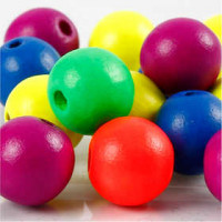 Holzperlen-Mix in Neonfarben, D: 16 mm, Lochgröße 3 mm, Neonmix, 16g, ca. 15 sort. [HOB-566971]