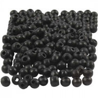 Holzperlen, D: 5 mm, Lochgröße 1,5 mm, Schwarz, 6g, ca. 150 Stck [HOB-570395]